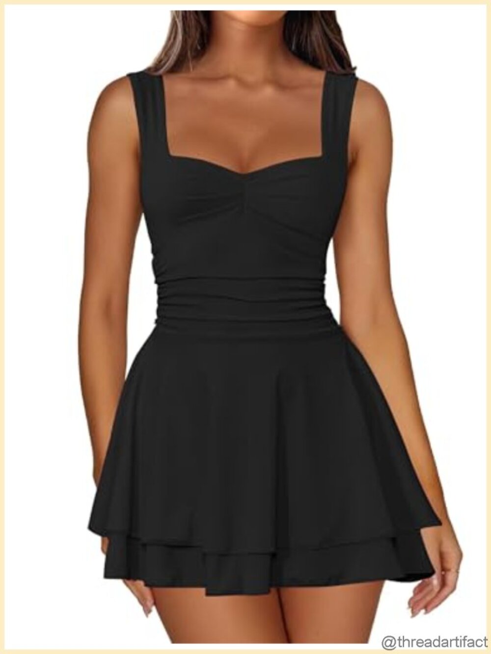 Square Neck Sleeveless Mini Dress Corset A Line Ruffle Club Night Out
